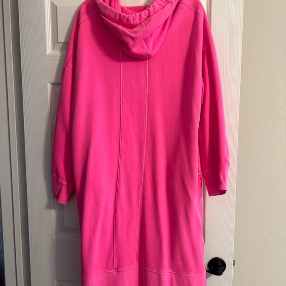 Free People Movement Spur of the Moment Solid Hoodie Midi Dress Sweatshirt Pink - Picture 4 of 5
